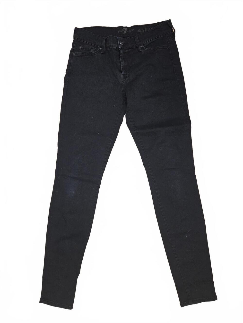 7 For All Mankind The Skinny Black Stretch Denim Jeans Womens Size 27